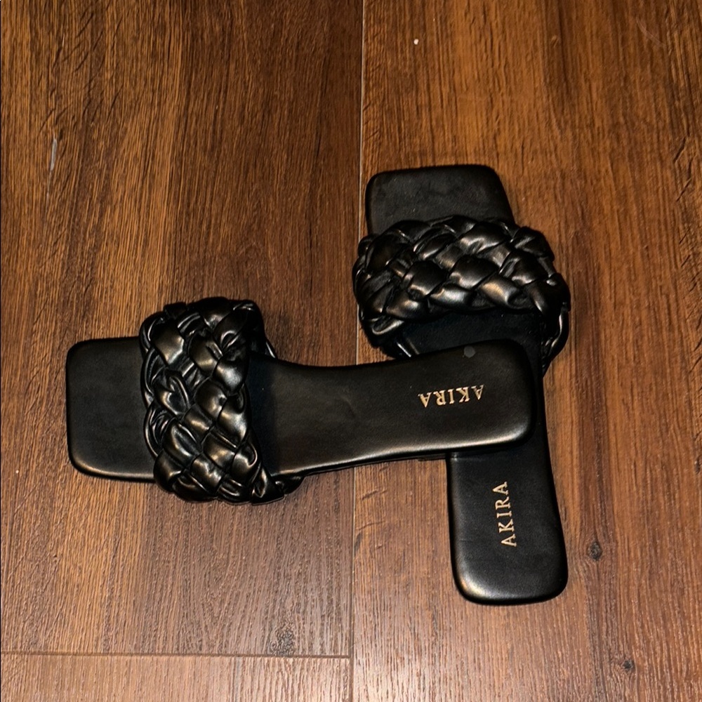 Akira Black Braided Sandals